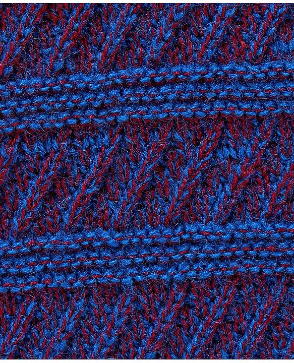 Babyhug Full Sleeves Stripe Sweater - Royal Blue Maroon