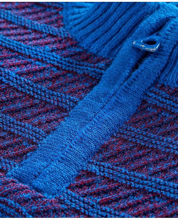 Babyhug Full Sleeves Stripe Sweater - Royal Blue Maroon