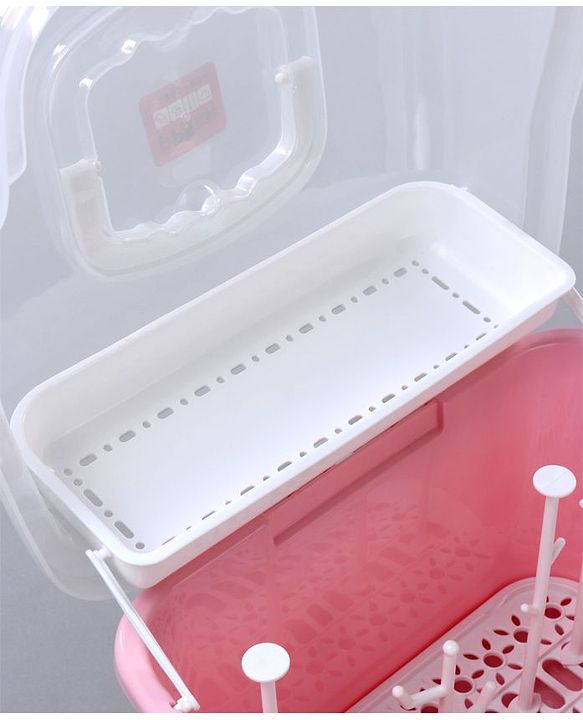 Babyhug 2 in 1 Bottle Drying Rack with Storage Box - Pink (Print May Vary)