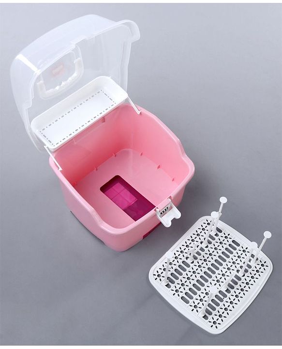 Babyhug 2 in 1 Bottle Drying Rack with Storage Box - Pink (Print May Vary)