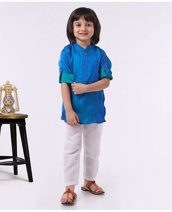 Babyhug Full Sleeves Kurta & Pyjama Set - Navy Blue