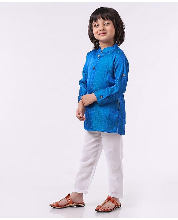 Babyhug Full Sleeves Kurta & Pyjama Set - Navy Blue