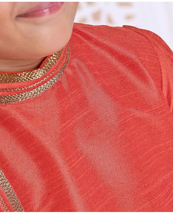 Babyhug Full Sleeves Embroidered Kurta Pyjama Set - Orange