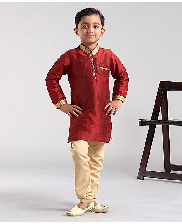 Babyhug Full Sleeves Kurta & Pyjama Set - Maroon