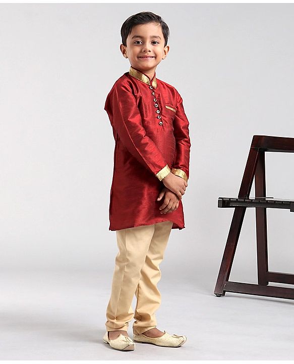 Babyhug Full Sleeves Kurta & Pyjama Set - Maroon