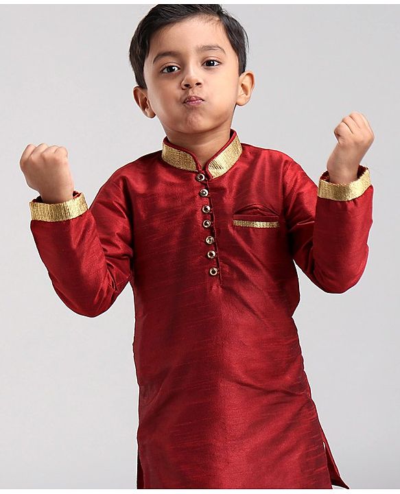 Babyhug Full Sleeves Kurta & Pyjama Set - Maroon