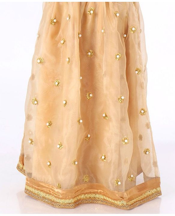 Babyhug Sleeveless Choli with Lehenga Floral Embroidery - Red Golden - 4-5Y Red