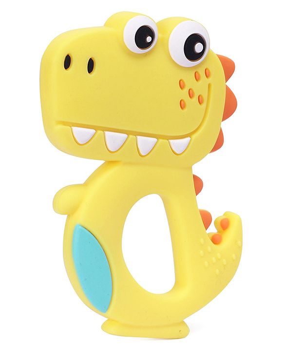 Babyhug Dino Shaped 100 % Silicone Teether - Yellow