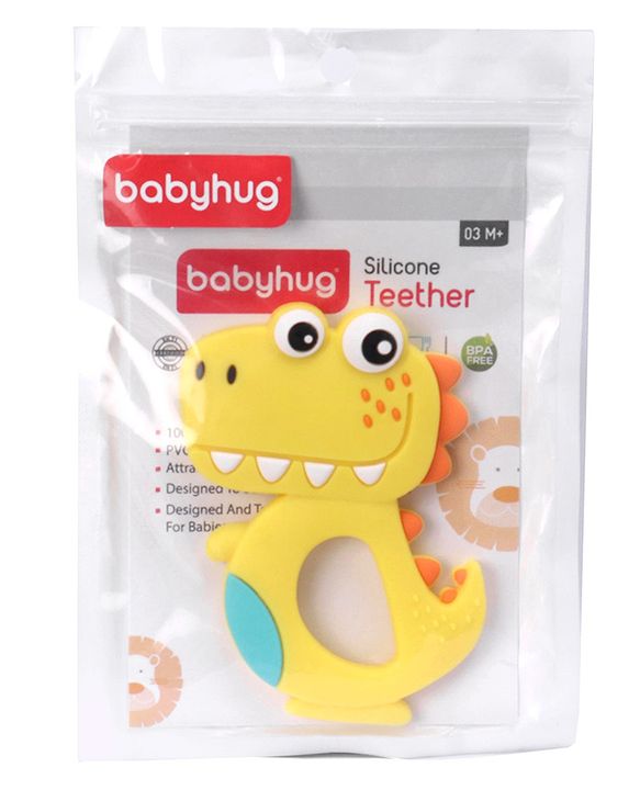 Babyhug Dino Shaped 100 % Silicone Teether - Yellow