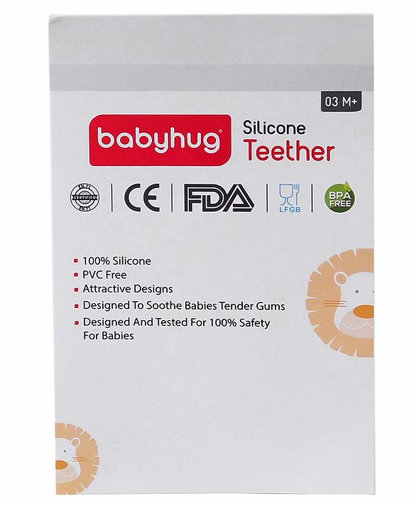 Babyhug Dino Shaped 100 % Silicone Teether - Yellow