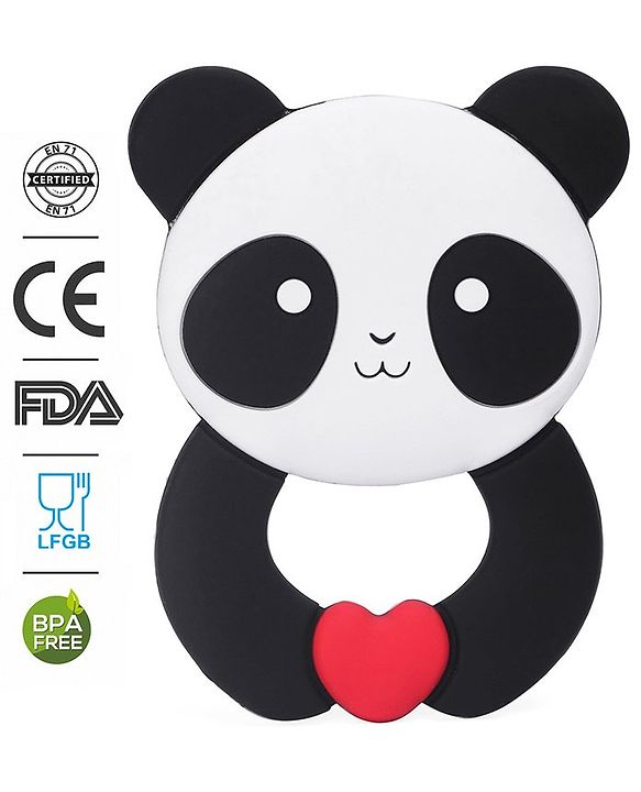 Babyhug 100% Silicone Teether Panda Print - Black & White