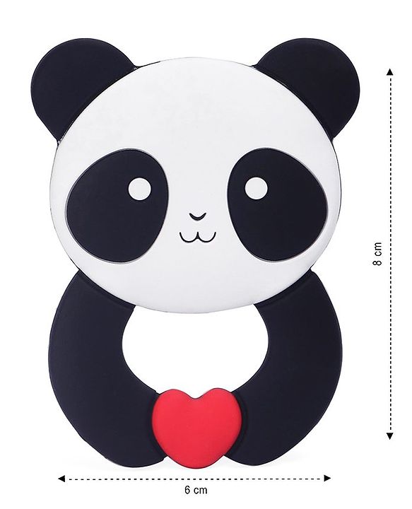 Babyhug 100% Silicone Teether Panda Print - Black & White