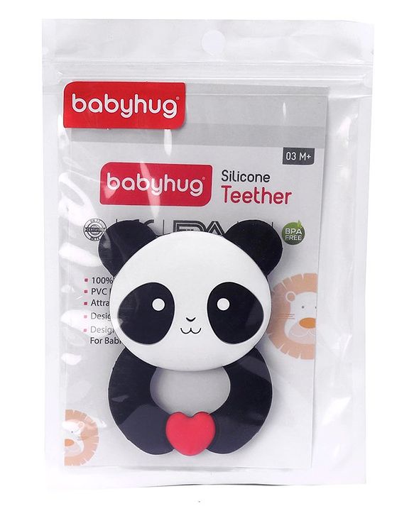 Babyhug 100% Silicone Teether Panda Print - Black & White