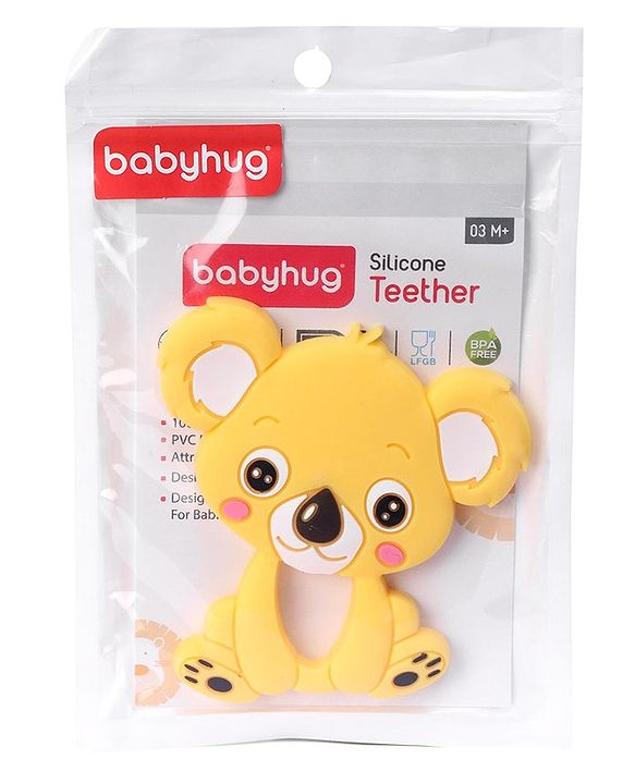 Babyhug 100% Silicone Teether Koala Print - Yellow