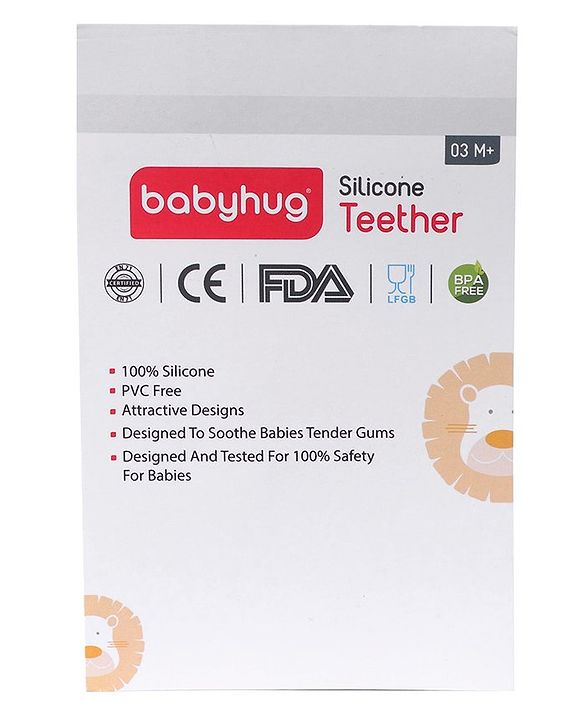 Babyhug 100% Silicone Teether Koala Print - Yellow