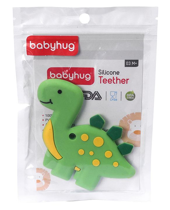 Babyhug 100% Silicone Teether Dinosaur Print - Green
