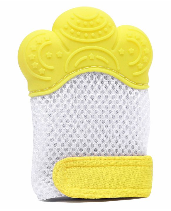 Babyhug Silicone Teether Mitten Glove Mitten Print - Yellow
