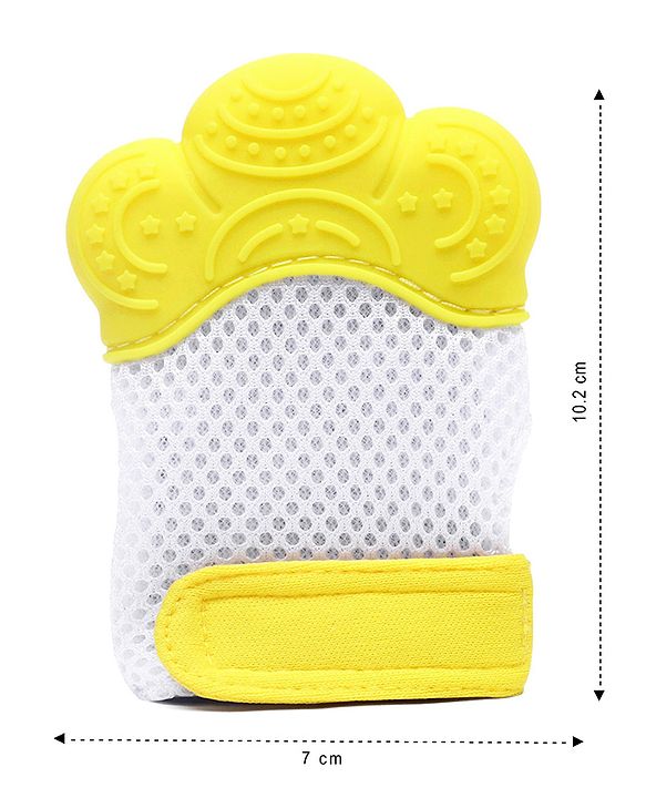 Babyhug Silicone Teether Mitten Glove Mitten Print - Yellow