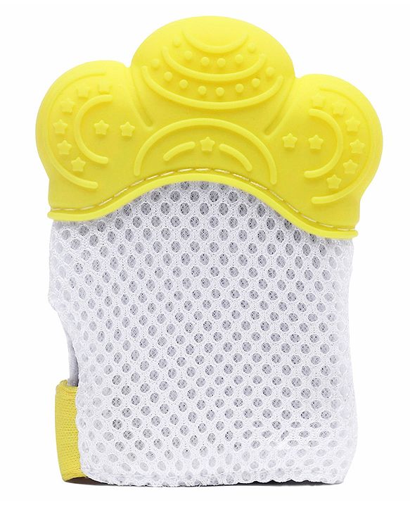 Babyhug Silicone Teether Mitten Glove Mitten Print - Yellow