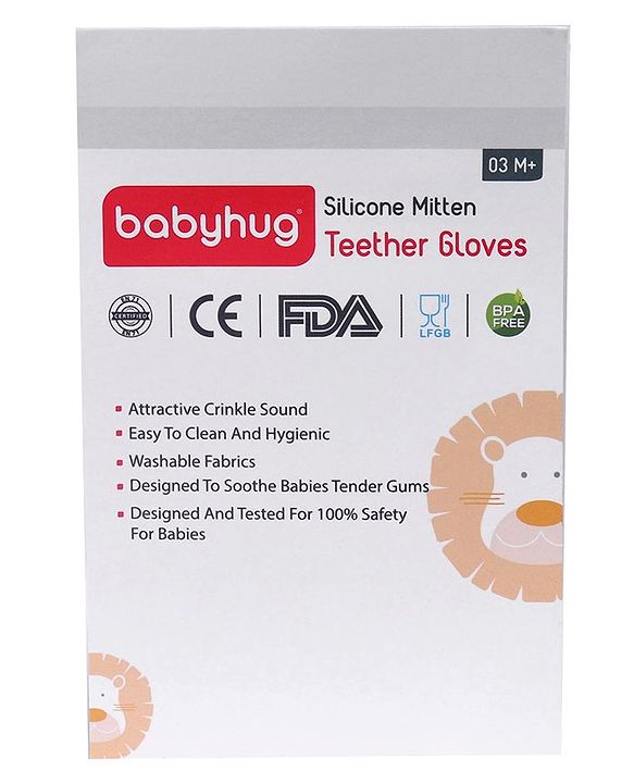Babyhug Silicone Teether Mitten Glove Mitten Print - Yellow