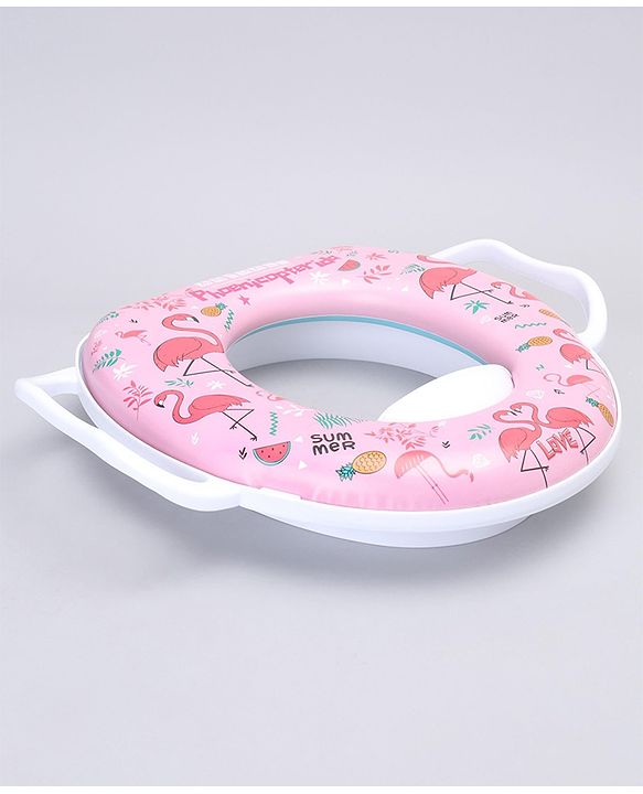 Babyhug Soft Potty Seat With Handle Flamingo Print - Pink