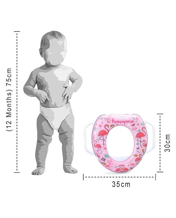 Babyhug Soft Potty Seat With Handle Flamingo Print - Pink