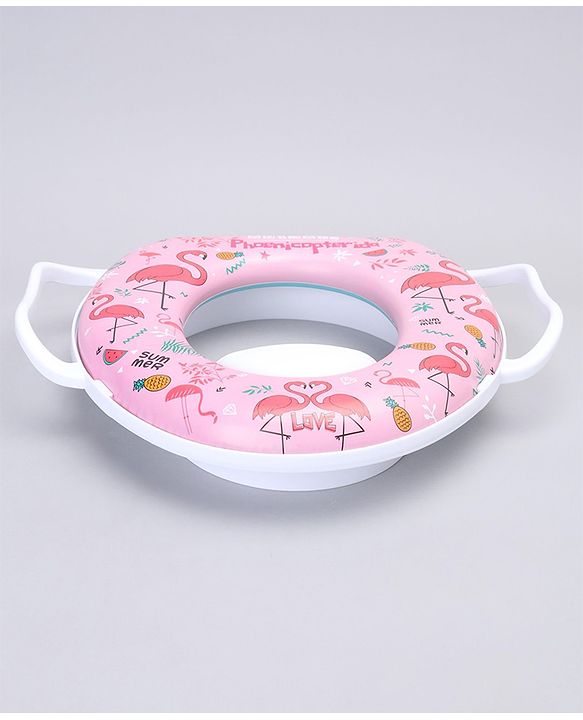 Babyhug Soft Potty Seat With Handle Flamingo Print - Pink