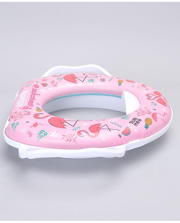 Babyhug Soft Potty Seat With Handle Flamingo Print - Pink