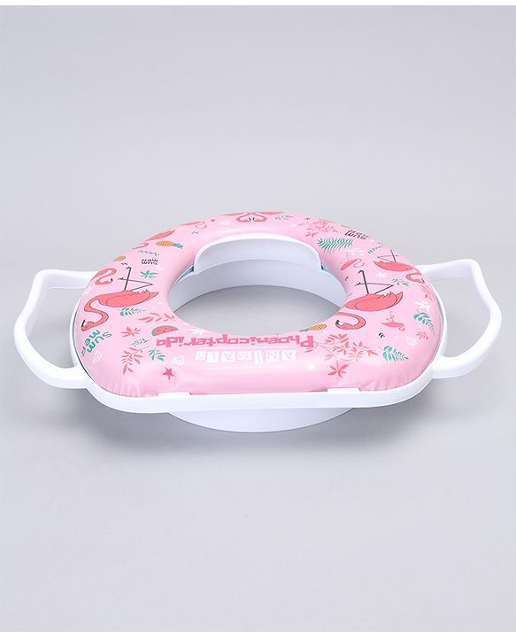 Babyhug Soft Potty Seat With Handle Flamingo Print - Pink