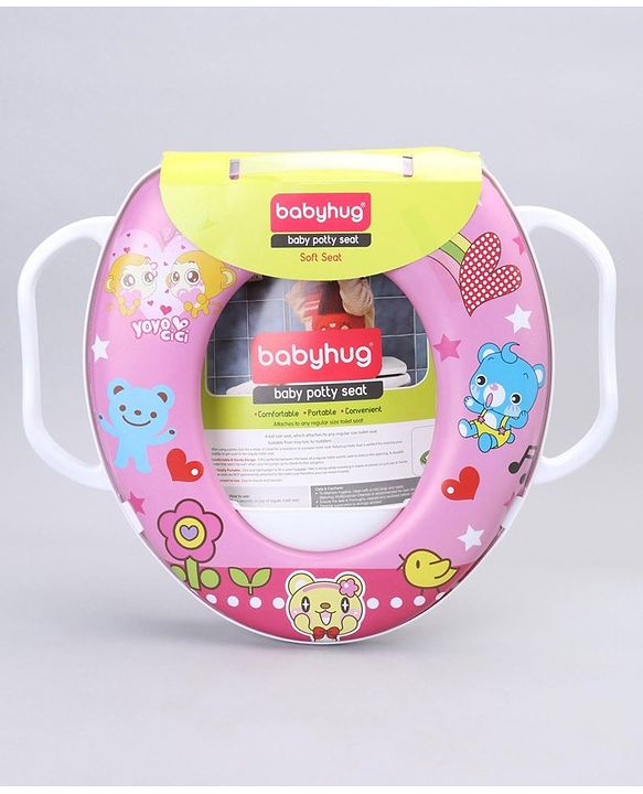 Babyhug Soft Potty Seat With Handle Bear Print - Pink