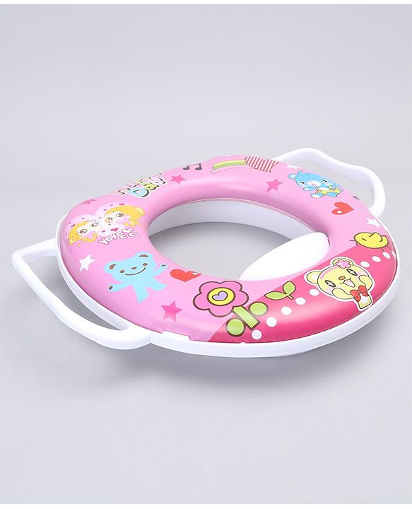 Babyhug Soft Potty Seat With Handle Bear Print - Pink
