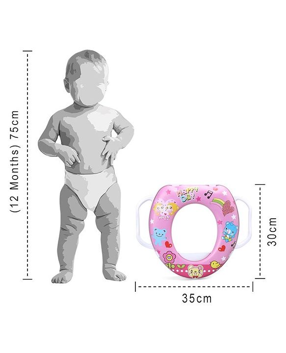 Babyhug Soft Potty Seat With Handle Bear Print - Pink