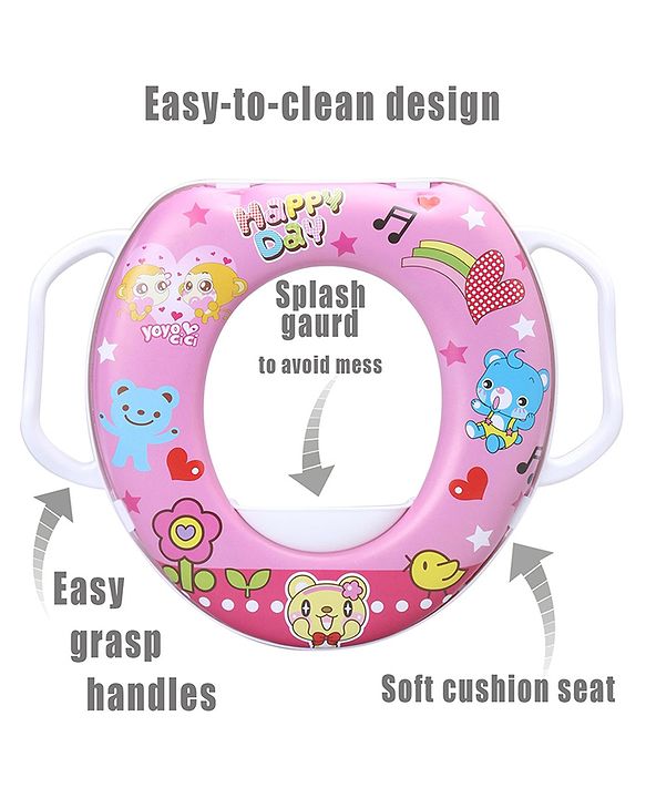 Babyhug Soft Potty Seat With Handle Bear Print - Pink