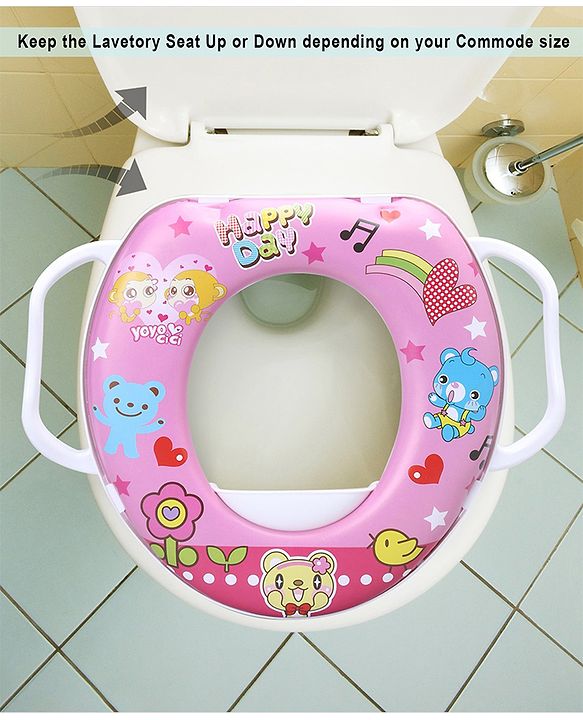 Babyhug Soft Potty Seat With Handle Bear Print - Pink
