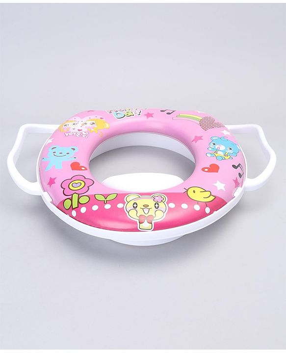 Babyhug Soft Potty Seat With Handle Bear Print - Pink