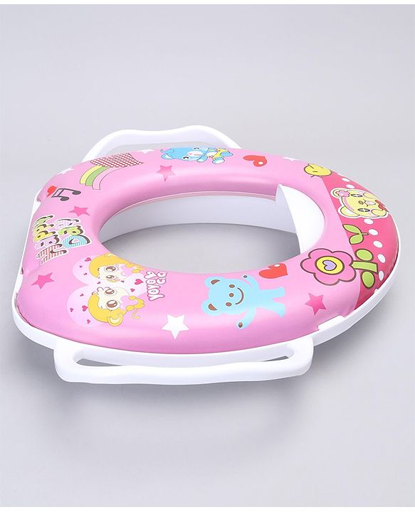 Babyhug Soft Potty Seat With Handle Bear Print - Pink