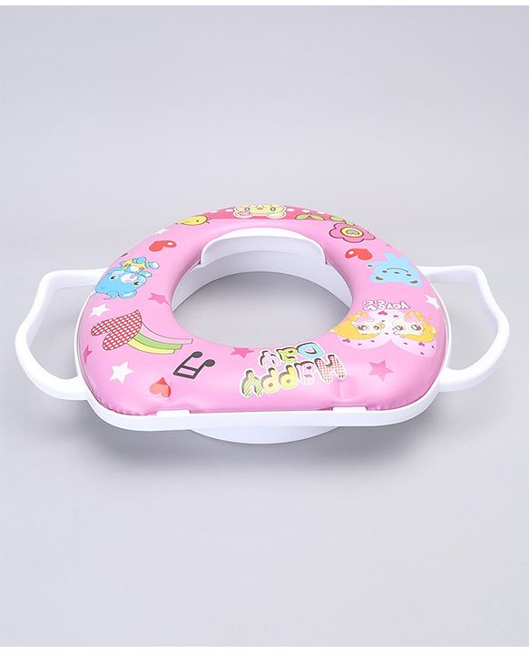 Babyhug Soft Potty Seat With Handle Bear Print - Pink