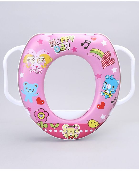 Babyhug Soft Potty Seat With Handle Bear Print - Pink