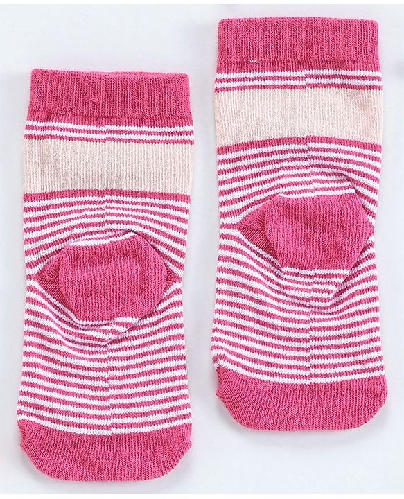 Cute Walk by Babyhug Striped  Antibacterial Ankle Length Socks - Pink
