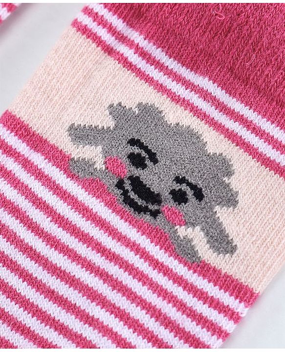 Cute Walk by Babyhug Striped  Antibacterial Ankle Length Socks - Pink