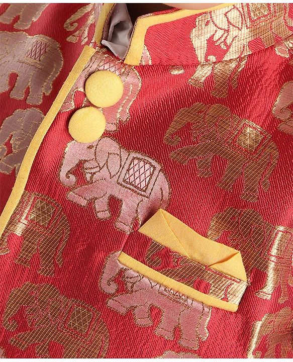 Babyhug Full Sleeves 3 Piece Party Suit - Red - 4-5Y Red