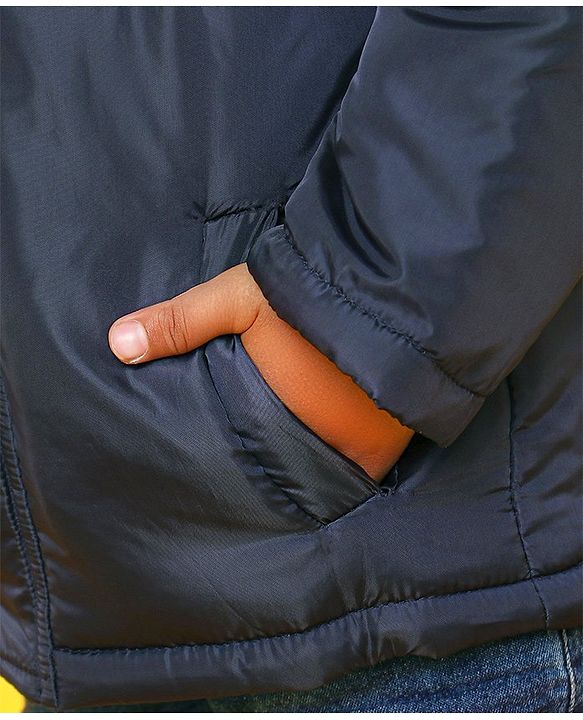 Babyhug Full Sleeves Padded Jacket With Side Pockets - Grey