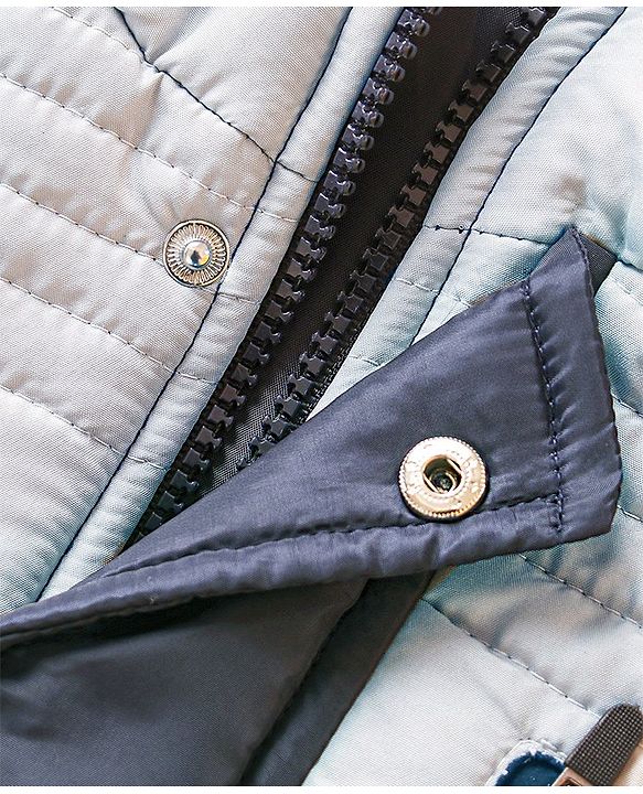 Babyhug Full Sleeves Padded Jacket With Side Pockets - Grey