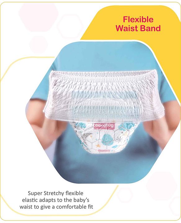 Babyhug Advanced Pant Style Diapers New Born (NB) Size - 64 Pieces, Honeycomb Technology, Cottony Soft Diaper with 3D Leak Guard, Latex & Alcohol Free, Anti-rash & Gentle