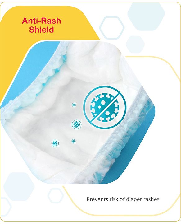 Babyhug Advanced Pant Style Diapers New Born (NB) Size - 64 Pieces, Honeycomb Technology, Cottony Soft Diaper with 3D Leak Guard, Latex & Alcohol Free, Anti-rash & Gentle