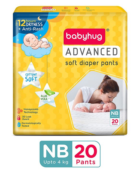 Babyhug Advanced Pant Style Diapers New Born (NB) Size - 20 Pieces