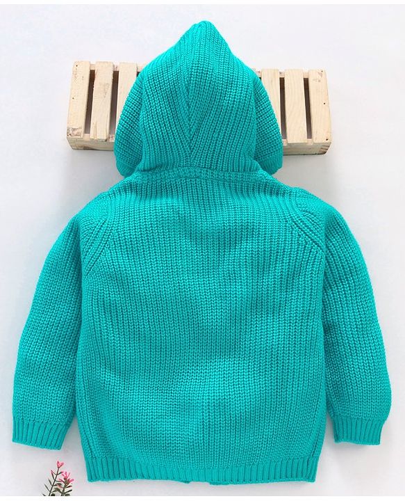 Babyhug Full Sleeves Hooded Sweater - Blue
