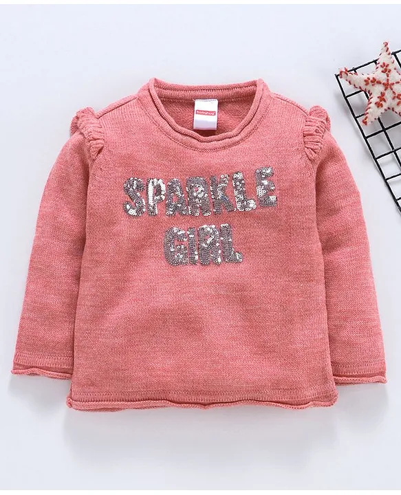 Buy Babyhug Full Sleeves Pullover Sweater Sparkle Girl Sequin Pink