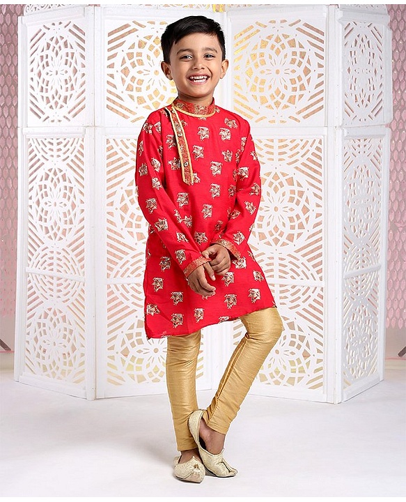 Babyhug Full Sleeves Kurta Pyjama Set - Red