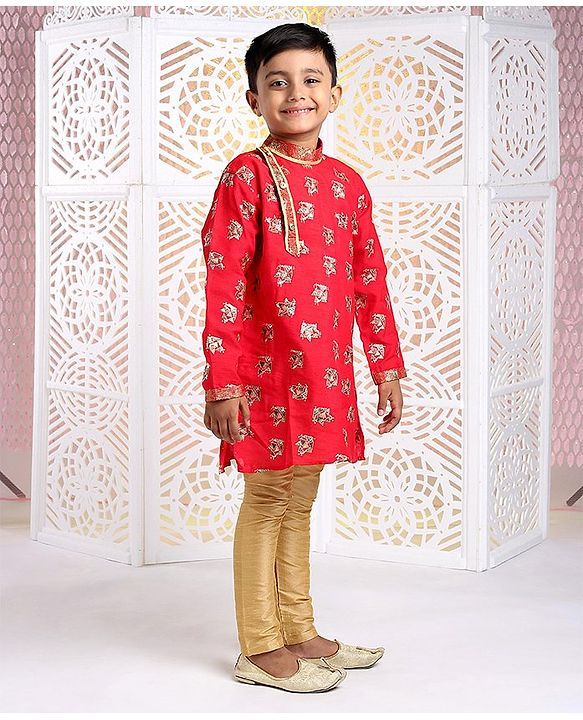 Babyhug Full Sleeves Kurta Pyjama Set - Red